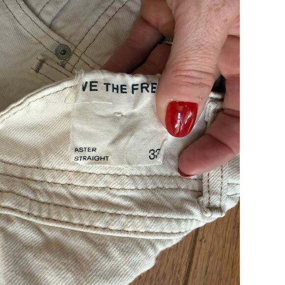We The Free Aster Straight Jeans size 33 100% Cotton Cream - Picture 7 of 16